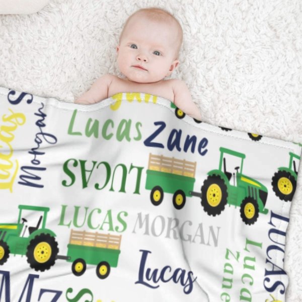 Personalized Farm Tractor Blanket - Gift for Baby - ARNOVIC