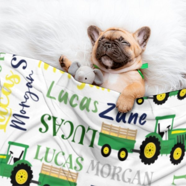 Personalized Farm Tractor Blanket - Gift for Baby - ARNOVIC