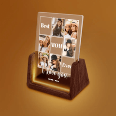 Personalized Frame with LED -Valentines Day Gifts for Mom, Custom 6 Photos - OLESA