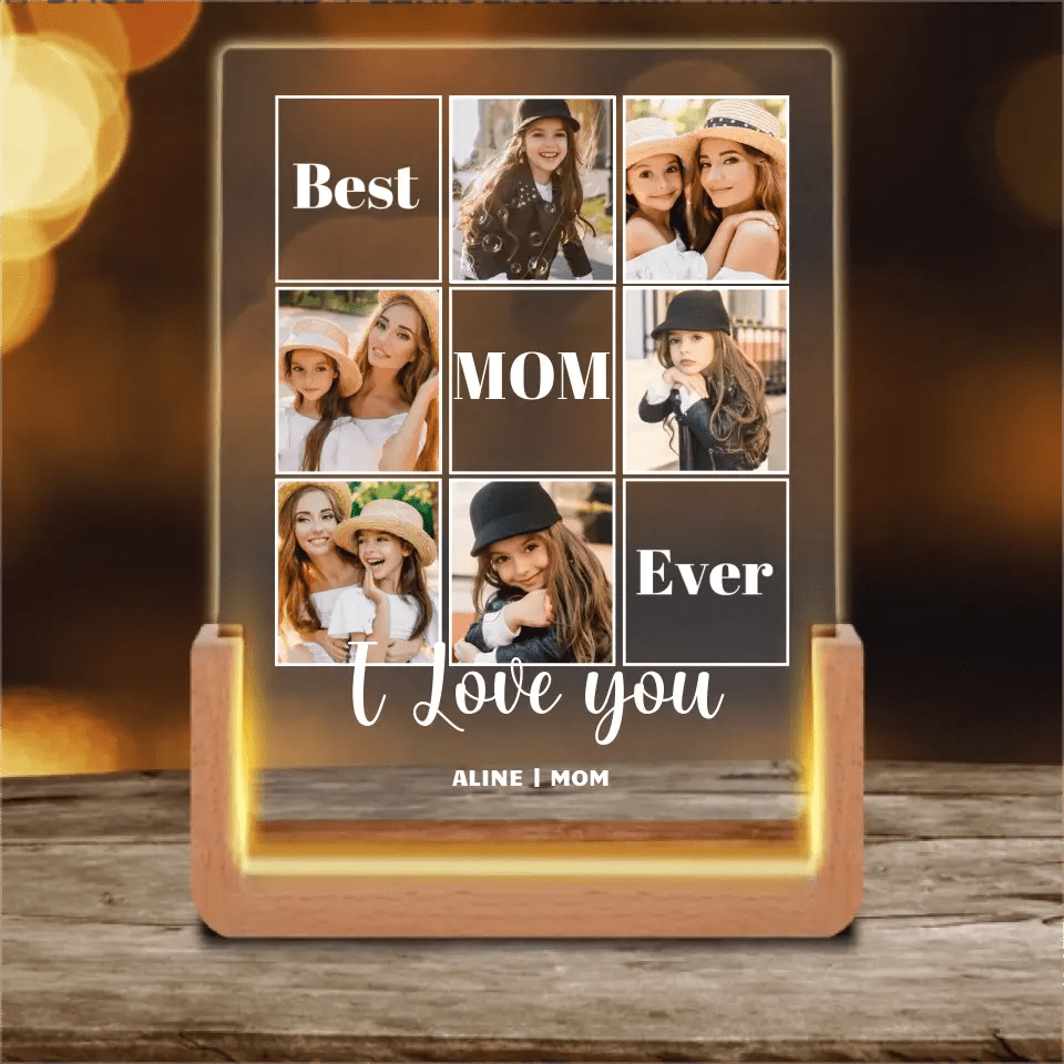 Personalized Frame with LED -Valentines Day Gifts for Mom, Custom 6 Photos - OLESA