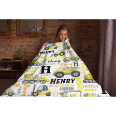 Personalized Name Construction Blanket - Gift for Baby Birthday - OLESA