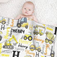 Personalized Name Construction Blanket - Gift for Baby Birthday - OLESA