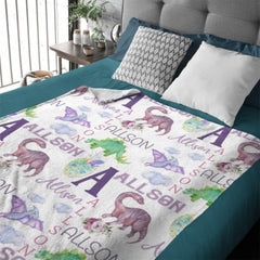 Personalized Name Dinosaur Blanket - Gifts for Kids - ARNOVIC