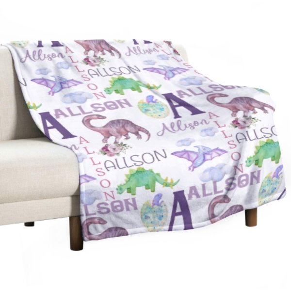 Personalized Name Dinosaur Blanket - Gifts for Kids - ARNOVIC