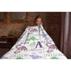 Personalized Name Dinosaur Blanket - Gifts for Kids - ARNOVIC