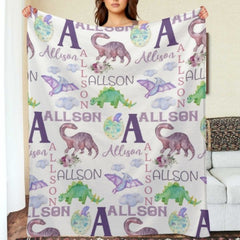 Personalized Name Dinosaur Blanket - Gifts for Kids - ARNOVIC