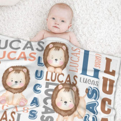 Personalized Name Lion Baby Blanket - Gifts for Kids - ARNOVIC