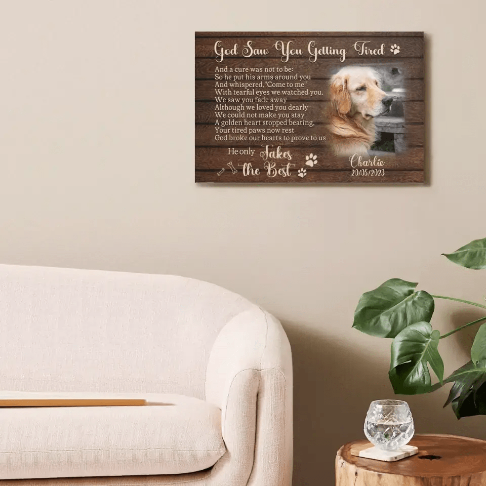 Personalized Photo Dog Memorial Canvas - God Saw You Getting Tired - OLESA