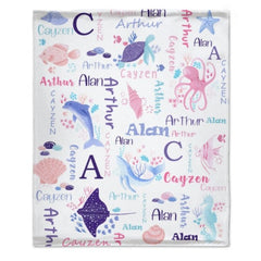 Personalized Sea Animal Blanket - Baby Birthday Gift - ARNOVIC