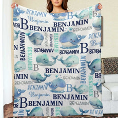 Personalized Sea Animal Whale Blanket - Baby Birthday Gift - ARNOVIC