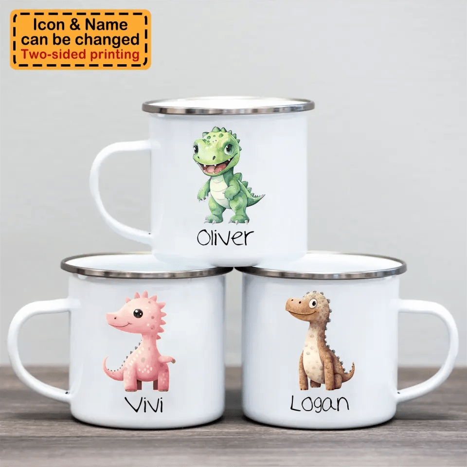 Personalized Truck Train Airplane Vehicles / Dinosaur Mug for Kids - Hot Chocolate / Milk Mug - OLESA