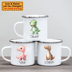 Personalized Truck Train Airplane Vehicles / Dinosaur Mug for Kids - Hot Chocolate / Milk Mug - OLESA