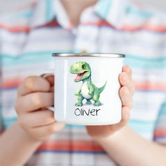 Personalized Truck Train Airplane Vehicles / Dinosaur Mug for Kids - Hot Chocolate / Milk Mug - OLESA