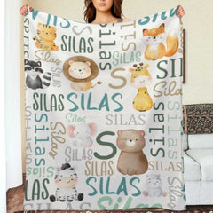 Personalized Woodland Animals Baby Blanket - Birthday Gifts for Baby Kids - ARNOVIC