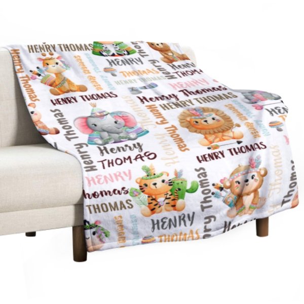 Personalized Woodland Animals Baby Soft Blanket - Birthday Gifts for Baby Kids - ARNOVIC