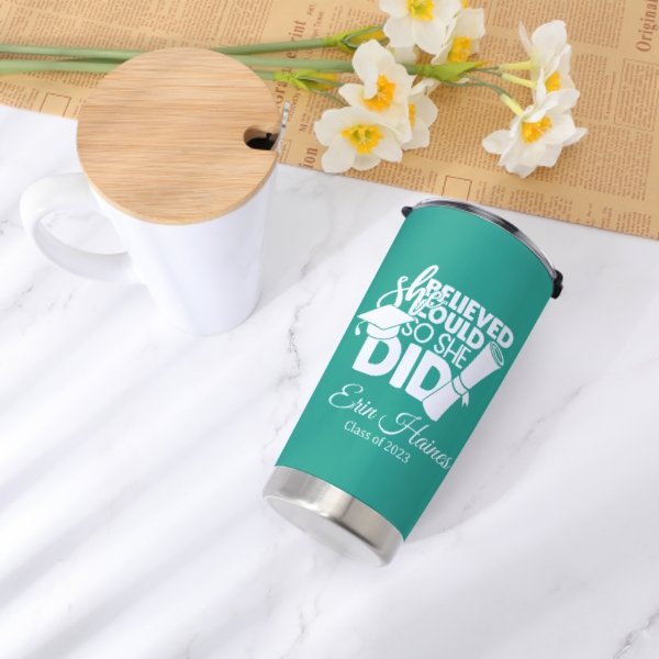 She Believed She Could Custom Graduation Tumblers Class of 2023 - Graduation Gift - ARNOVIC