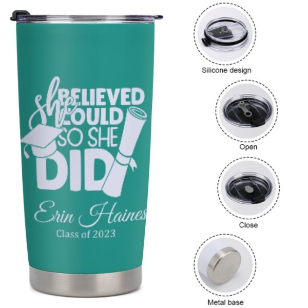 She Believed She Could Custom Graduation Tumblers Class of 2023 - Graduation Gift - ARNOVIC