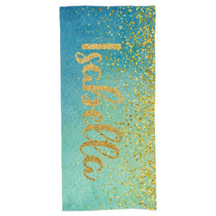 Sparkling Gold Name Personalized Beach Towel - Vacation Gift - OLESA