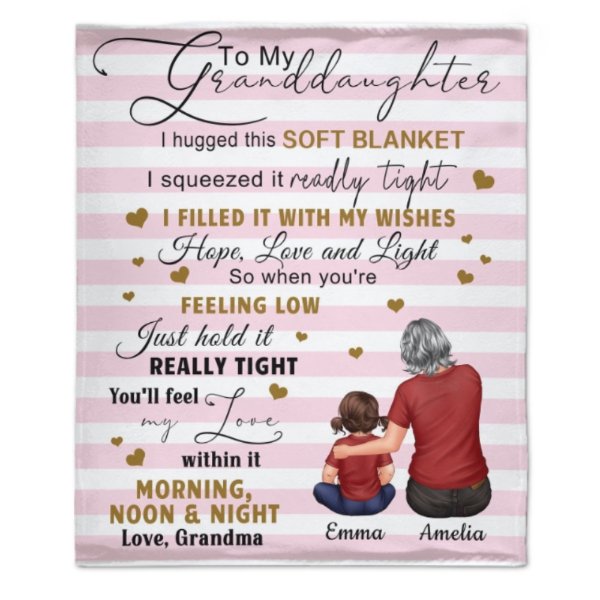 Stripe Pattern To My Granddaughter Grandson Grandchildren Personalized Fleece Blanket - OLESA