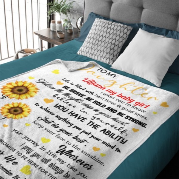 Sunflower Custom Name Blanket-Gift for Daughter - ARNOVIC