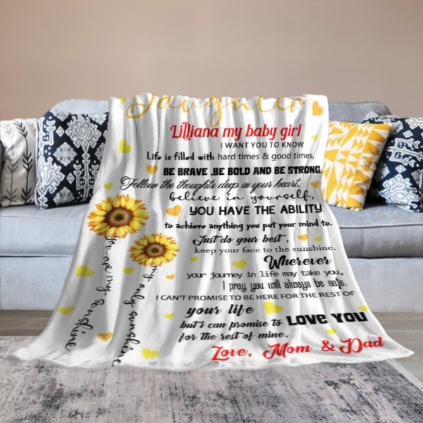 Sunflower Custom Name Blanket-Gift for Daughter - ARNOVIC