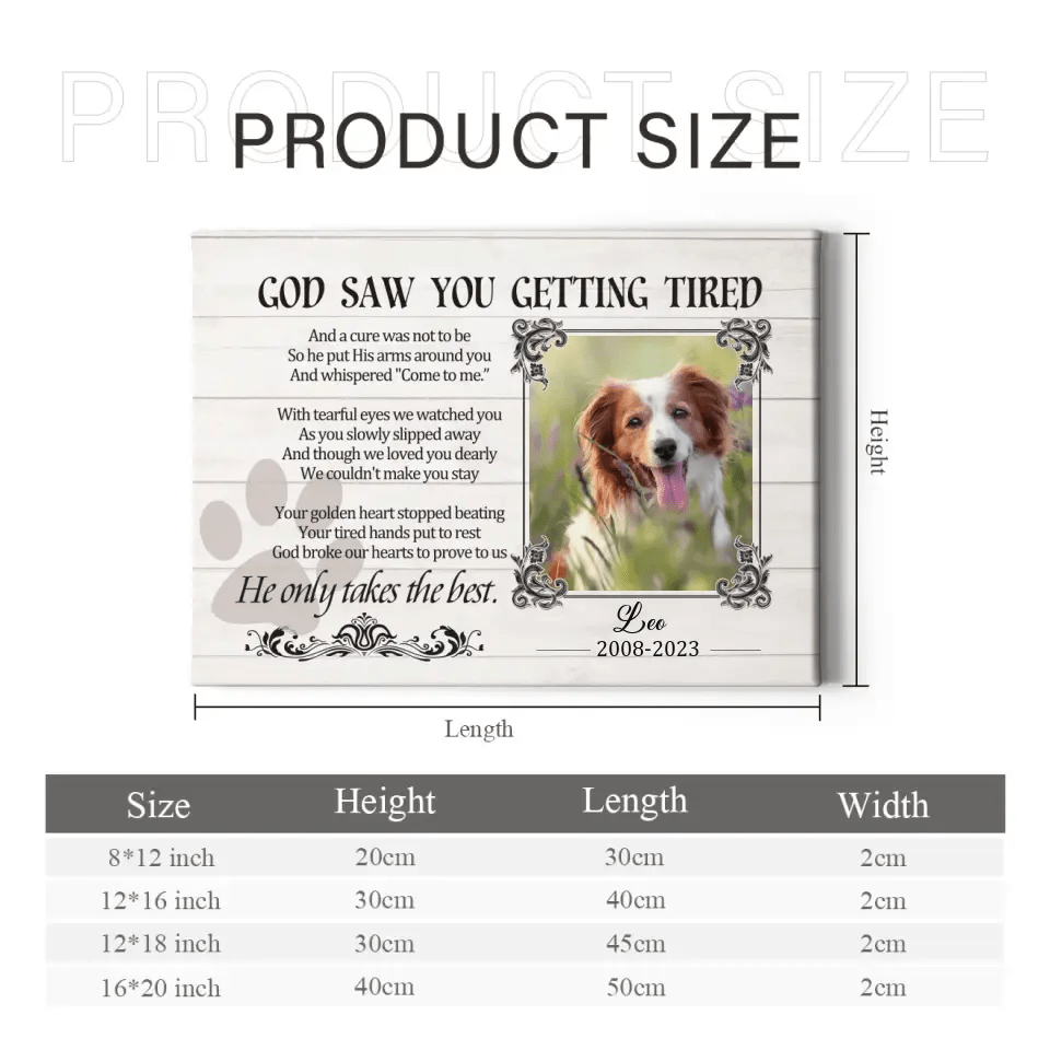 Sympathy Gifts Custom Photo Personalized Canvas Wall Art - For Pet DogCat Owners - OLESA