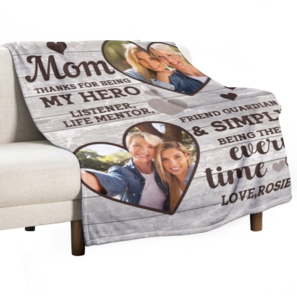 Thank You For Simply Being There Every Time - Upload Image, Gift For Mom, Personalized Blanket - ARNOVIC