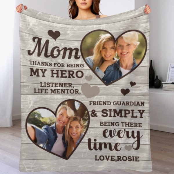 Thank You For Simply Being There Every Time - Upload Image, Gift For Mom, Personalized Blanket - ARNOVIC