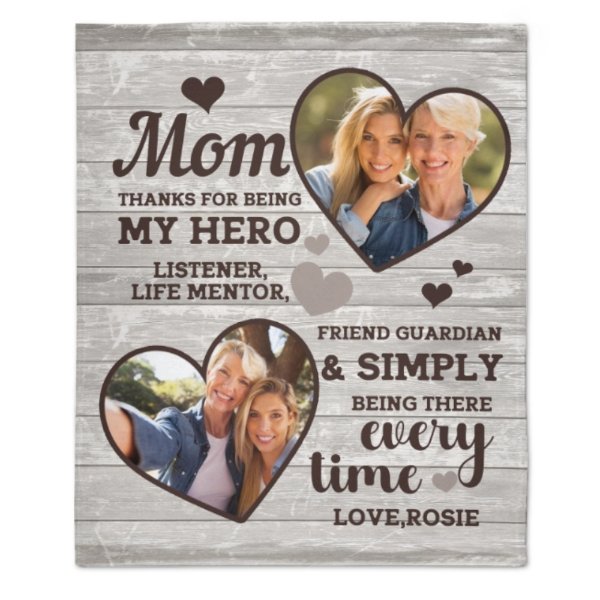 Thank You For Simply Being There Every Time - Upload Image, Gift For Mom, Personalized Blanket - ARNOVIC