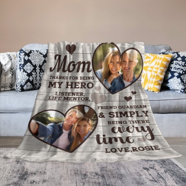 Thank You For Simply Being There Every Time - Upload Image, Gift For Mom, Personalized Blanket - ARNOVIC