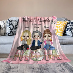 The Love Between Mother & Daughters - Family Personalized Custom Blanket - Birthday Gift For Mom From Daughter - ARNOVIC