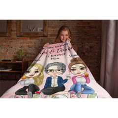 The Love Between Mother & Daughters - Family Personalized Custom Blanket - Birthday Gift For Mom From Daughter - ARNOVIC