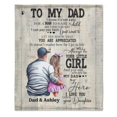 To My Dad Mom From Daughter Son Gift Wood Texture Personalized Fleece Blanket - OLESA