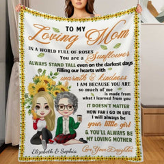 To My Loving Mom You Are A Sunflower - Family Personalized Custom Blanket - Birthday Gift For Mom From Daughter - ARNOVIC