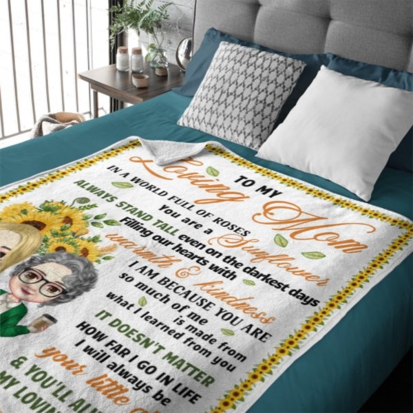 To My Loving Mom You Are A Sunflower - Family Personalized Custom Blanket - Birthday Gift For Mom From Daughter - ARNOVIC