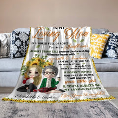 To My Loving Mom You Are A Sunflower - Family Personalized Custom Blanket - Birthday Gift For Mom From Daughter - ARNOVIC