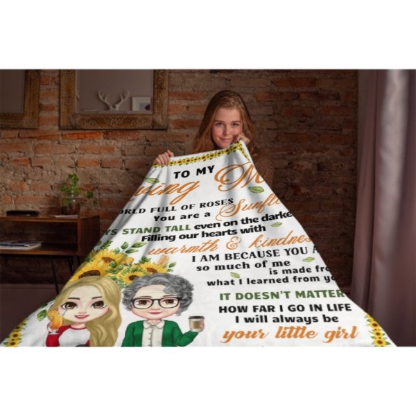 To My Loving Mom You Are A Sunflower - Family Personalized Custom Blanket - Birthday Gift For Mom From Daughter - ARNOVIC