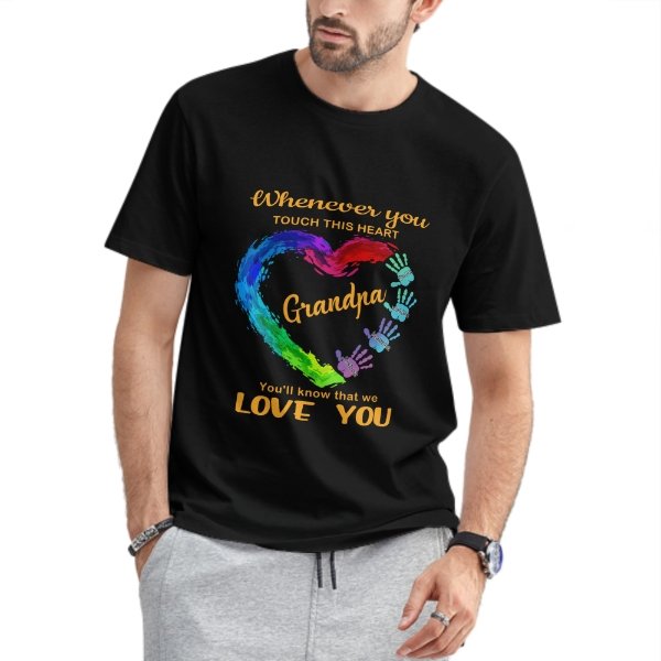 Touch This Heart Grandpa - Personalized T-Shirt - Birthday Father's Day Gift For Grandpa, Daddy, Papa - Gift From Wife, Grandkids - OLESA