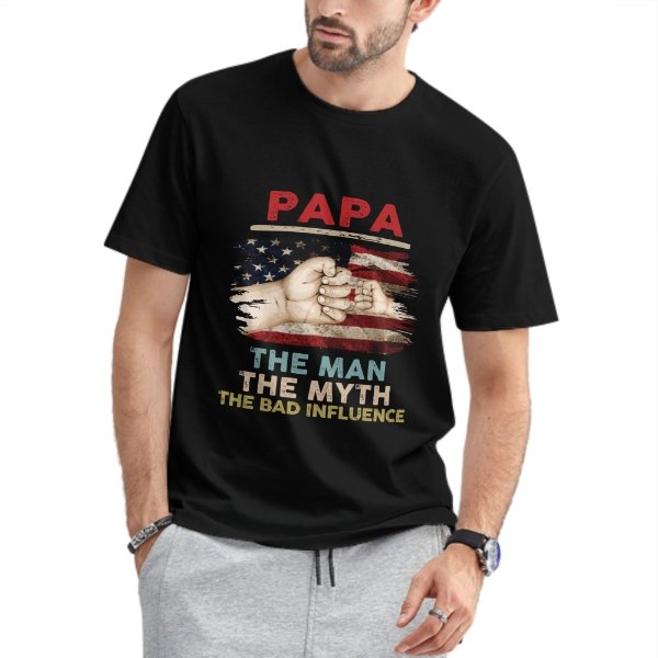 USA The Man The Myth The Bad Influence - Gift for Dad, Personalized Custom Unisex T-shirt - OLESA