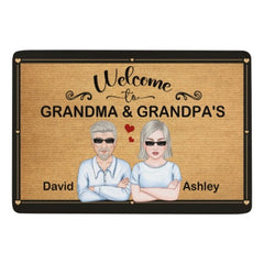 Welcome To Grandparents Family Mat Home Decor Gift Personalized Doormat - OLESA