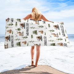 Woodland Forest Animals Personalized Custom Name Beach Towel - OLESA